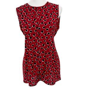 Bar III Red Polka Dot Sleeveless Blouse XS Tie Back Lightweight Top